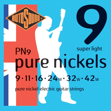 Rotosound PN9 Pure Nickel Super Light Gauge Electric Guitar Strings (9 11 16 24 32 42)